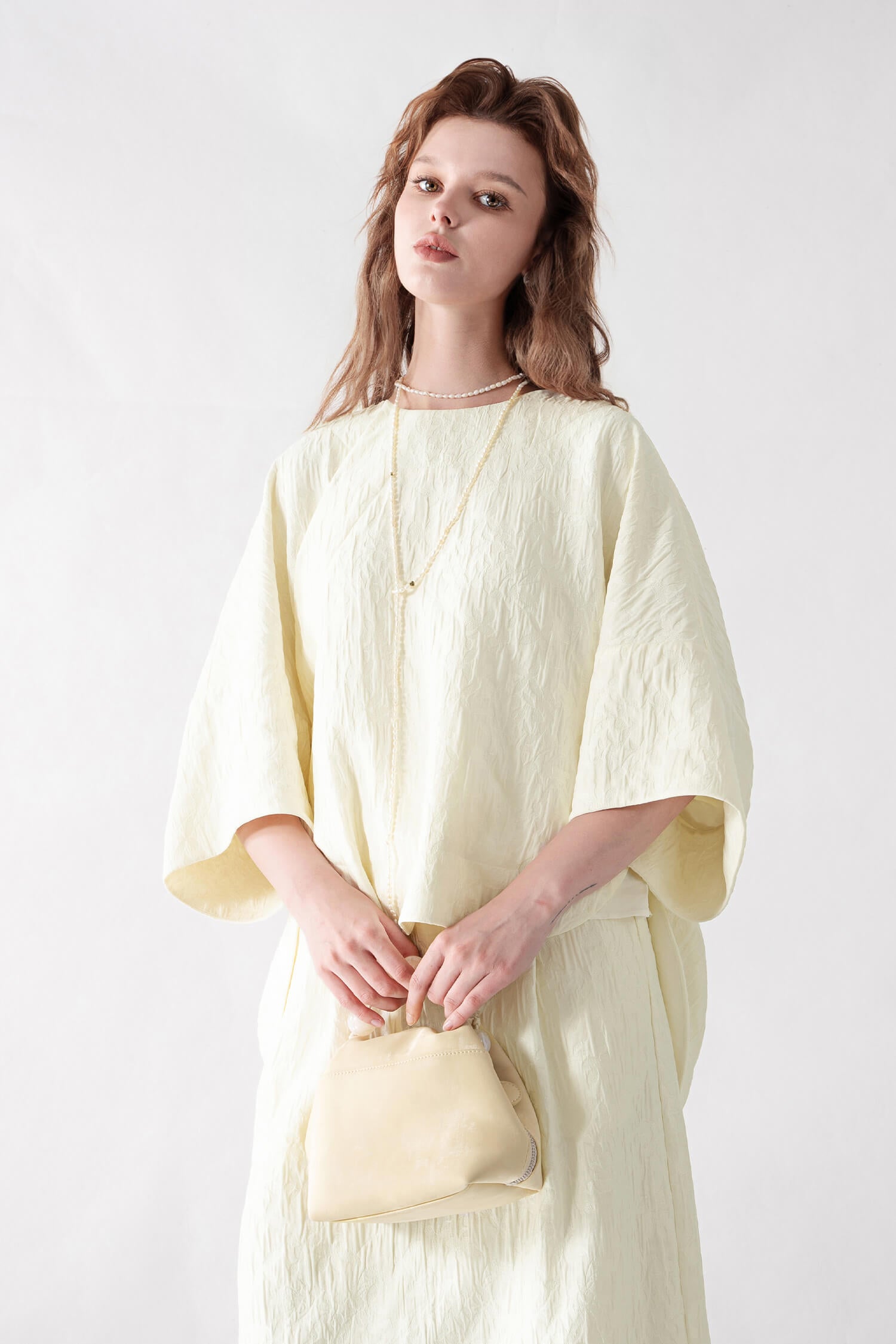 Crepe_Jacquard_Three-quarter_Sleeve_Top_and_Elastic_Waist_Skirt_Set_5