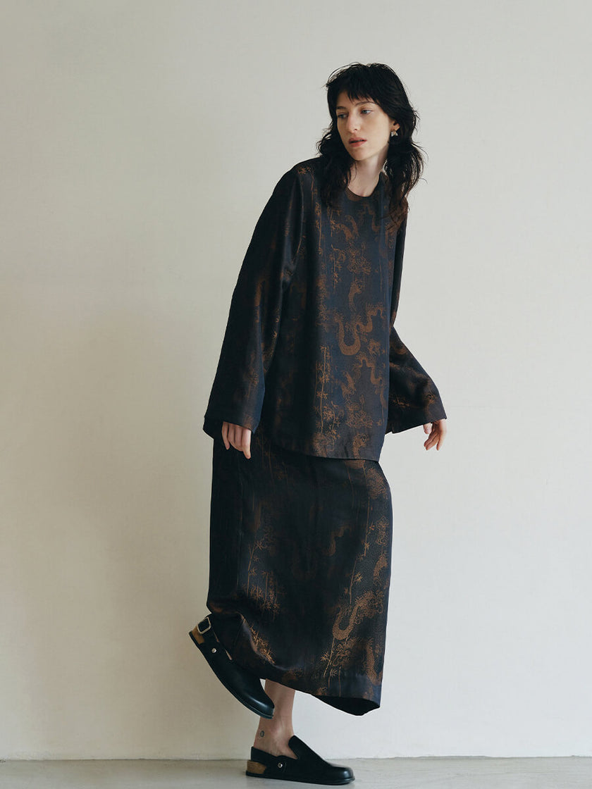 Flared_Sleeve_Printed_Side_Split_Top_and_Asymmetric_Tie_Wrap_Dress_2