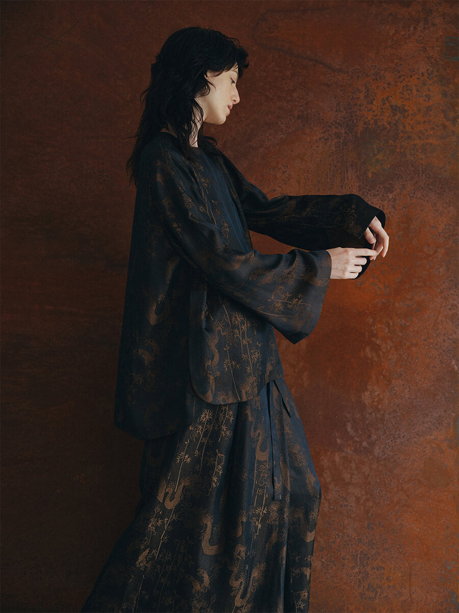 Flared_Sleeve_Printed_Side_Split_Top_and_Asymmetric_Tie_Wrap_Dress_5