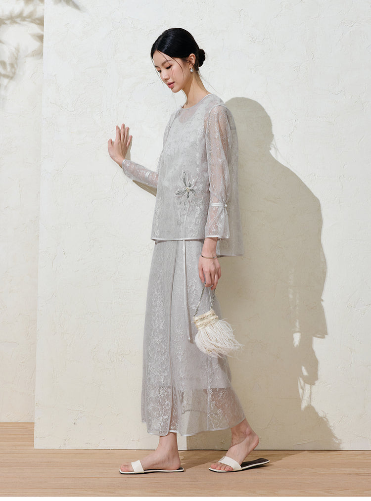 Hollow Lace Suspender Top Double-layer Skirt 2