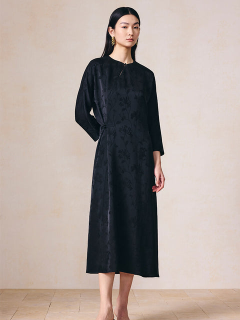 Jacquard_Frog_Closure_Button_Waist-cinching_Elegant_Dress_2