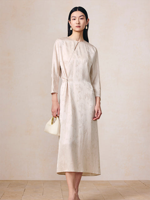 Jacquard_Frog_Closure_Button_Waist-cinching_Elegant_Dress_6