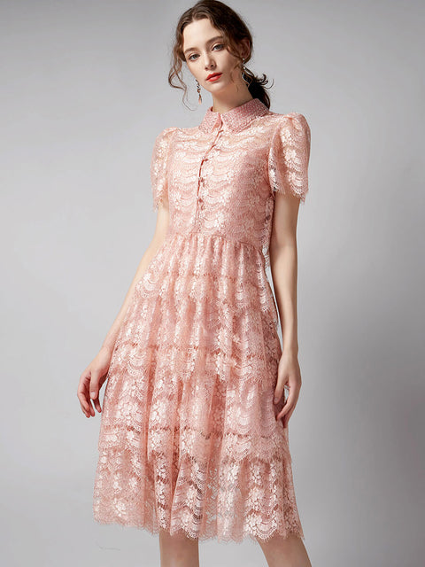 Lace_Spaghetti_Straps_Dress_and_Lapel_Crop_Top_Two-Piece_Set_2