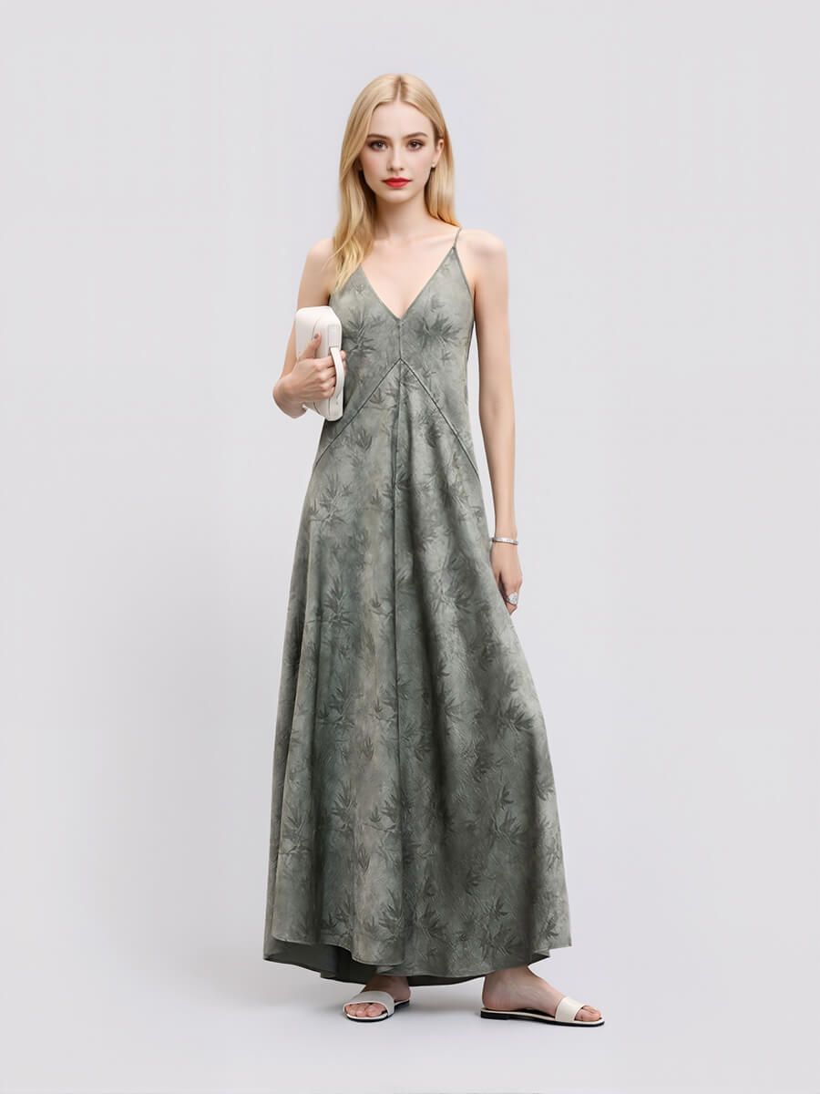 Reversible_Bamboo_Leaf_Printed_Spaghetti_Straps_Dress_11