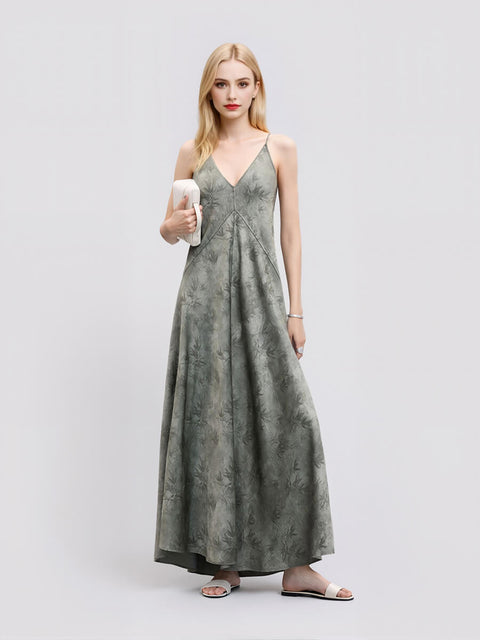 Reversible_Bamboo_Leaf_Printed_Spaghetti_Straps_Dress_11