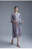 Round_Neck_3_4_Sleeve_Jacquard_Cheongsam_Dress_7