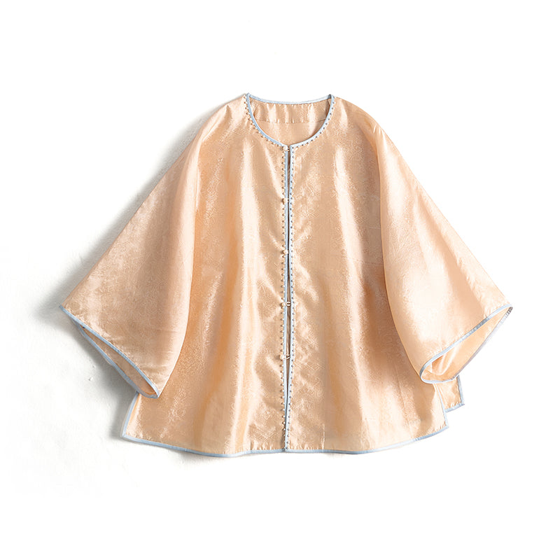 Round_Neck_Button-Down_Three-Quarter_Sleeve_Mulberry_Silk_Top_8