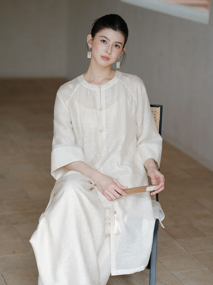 Round_Neck_Frog_Closure_Button_Mid-length_Top_and_Loose_Trousers_Set_6