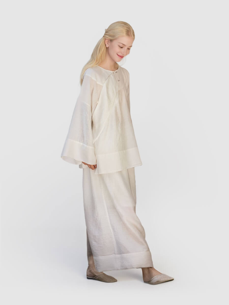 Round_Neck_Side-Panel_Wide-Sleeved_Top_and_Double-Layer_Skirt_Set_1