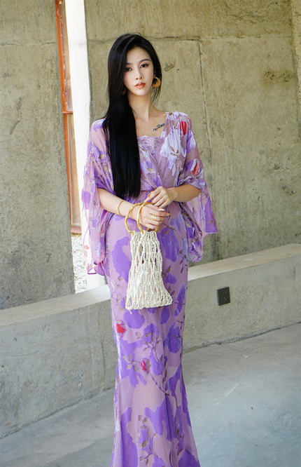 Silk Handmade Velvet Flower Dress 1