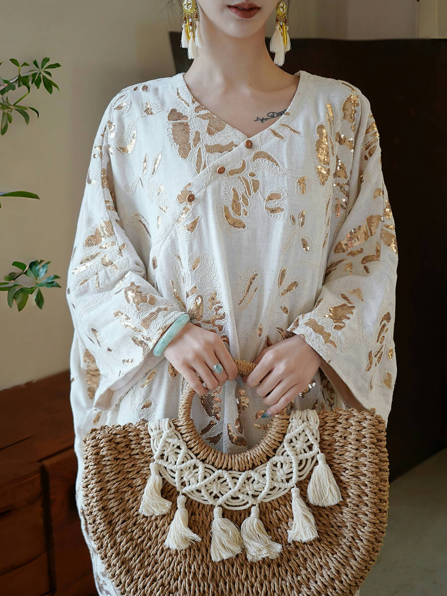 Silk_Linen_Embroidered_Sequined_Tassel_Dress_2