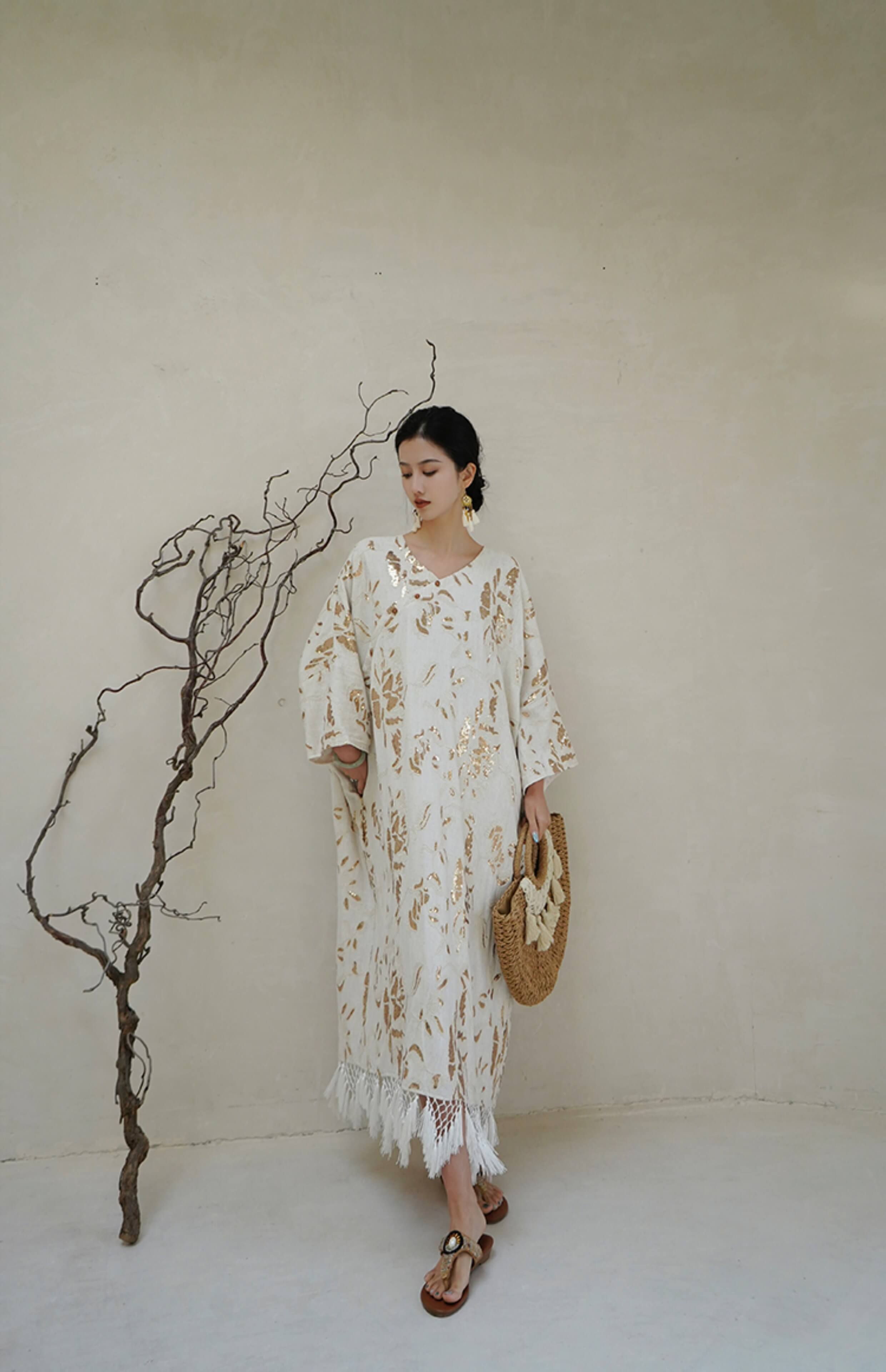 Silk_Linen_Embroidered_Sequined_Tassel_Dress_7