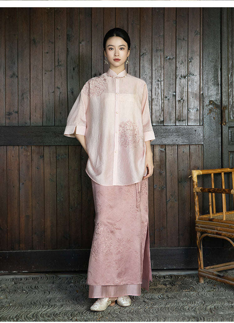 Stand_Collar_Short_Sleeve_Embroidered_Cardigan_Shirt_2