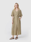 V-neck_Tencel_Linen_Jacquard_Lace-up_Dress_21